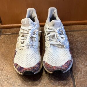 Adidas White & Multicolor Knit Ultraboost Sneakers